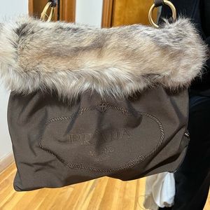 Prada fur trim vintage bag